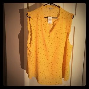 Rainbow Mustard Polka Dot Short Sleeve Blouse